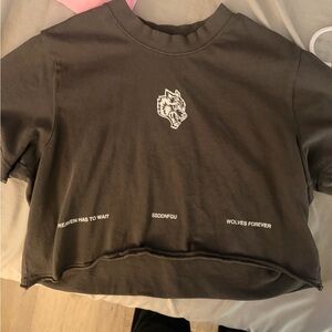 Darc Sport Gray Crop Top with White Wolf Design